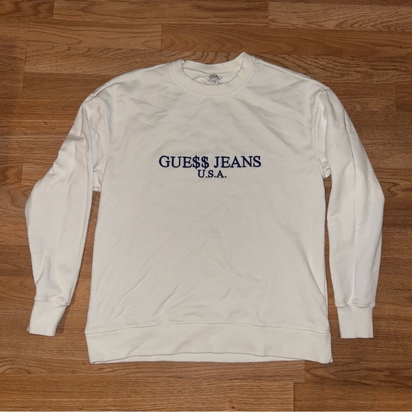 Guess Jeans X A$AP Rocky White / Blue Embroidered Crewneck Sweater Size Small - Picture 2 of 10